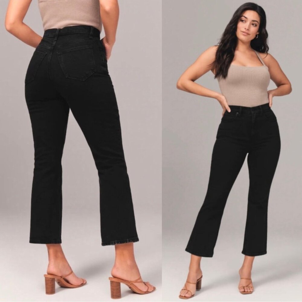 Abercrombie & Fitch the Kick Flare Ultra High Rise Sz 26s Black